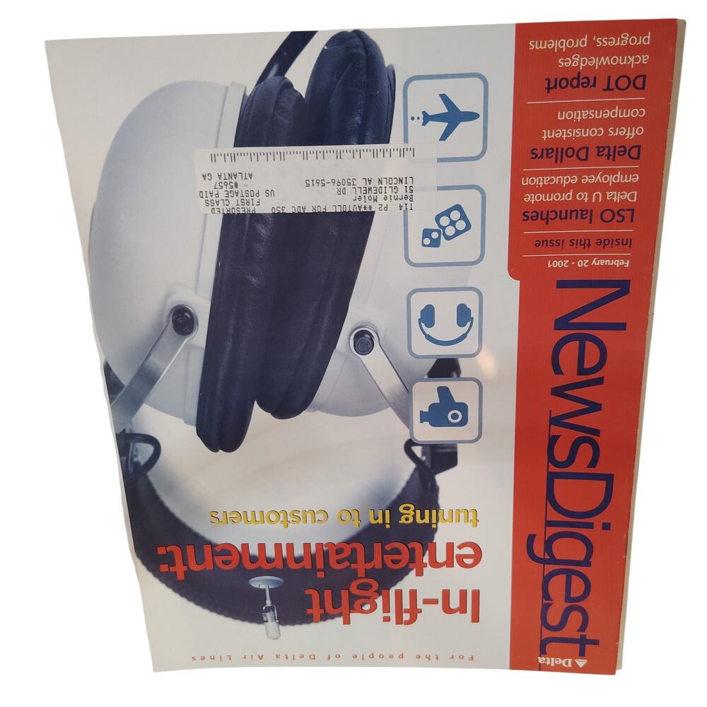 Delta News Digest In-Flight Magazine (Feb 20, 2001) Collectible Aviation